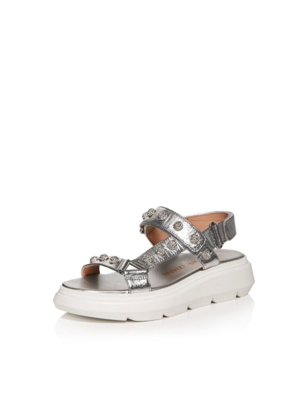 STUART WEITZMAN Womens Silver Crystal Ball Zoelie Platform Slide Sandals size 7
